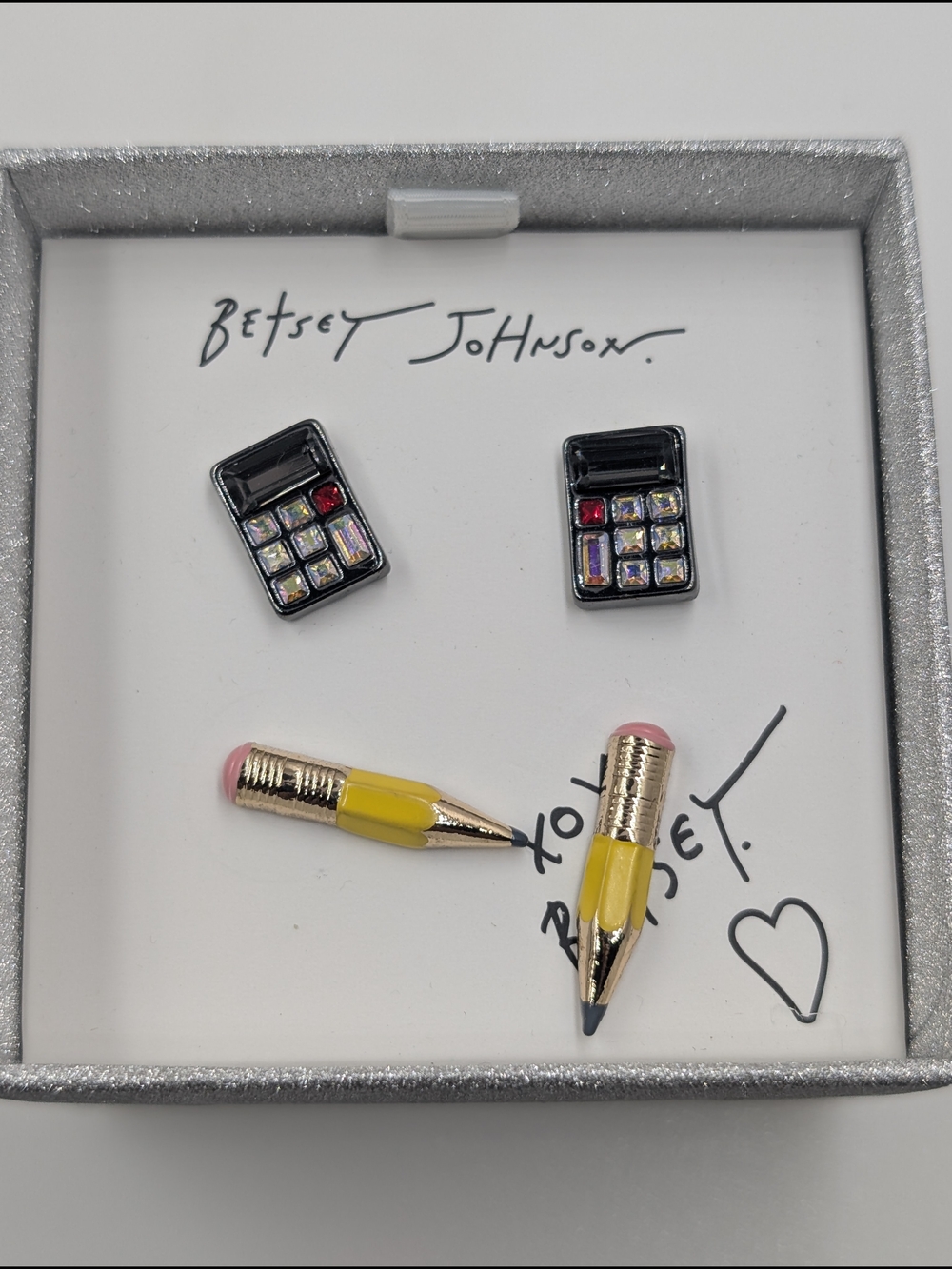 Betsey Johnson Yellow Pencil & Phone Stud Earring Set - Yellow - Picture 4 of 5
